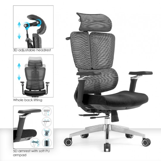 New Design Ergonomic Mesh Office Chair & 2d Headrest With Cloth Hanger: Apex-H