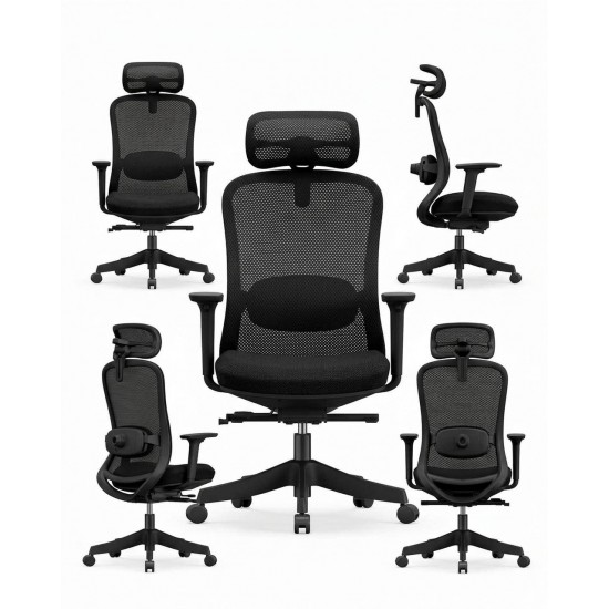 High Back Ergonomic Mesh Office Chair - Syno-H BLACK (WITHOUT FOOTREST)