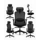 High Back Ergonomic Mesh Office Chair - Syno-H BLACK (WITHOUT FOOTREST)