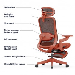 High Back Ergonomic Mesh Office Chair + 2d Headrest: Syno-HR- M