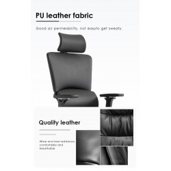 High Back Luxury Ergonomic Mesh Office Chair + 2d Headrest: Ergo-H (PU,4D)
