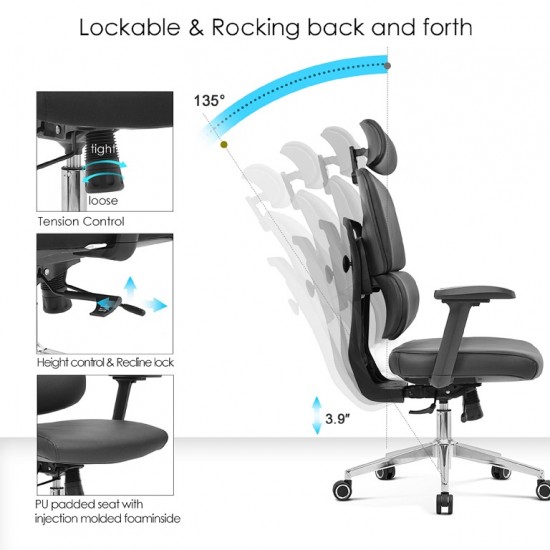 High Back PU Office Chair: Robbin-H (2D lumbar support)