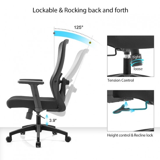 Mid Back Mesh & Fabric Office Chair: Sammy-M (2D lumbar support)