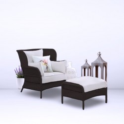 Hampton - Garden / Outdoor / Lounge Chair With Ottoman and Cushions